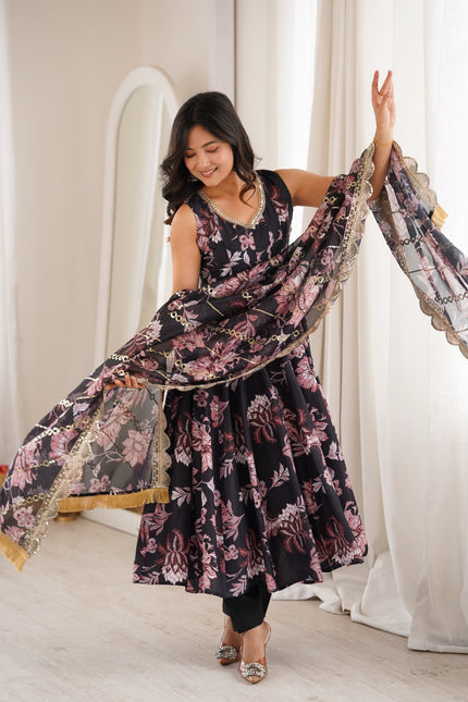 Floral Print Straight Kali Cut Anarkali  SS678