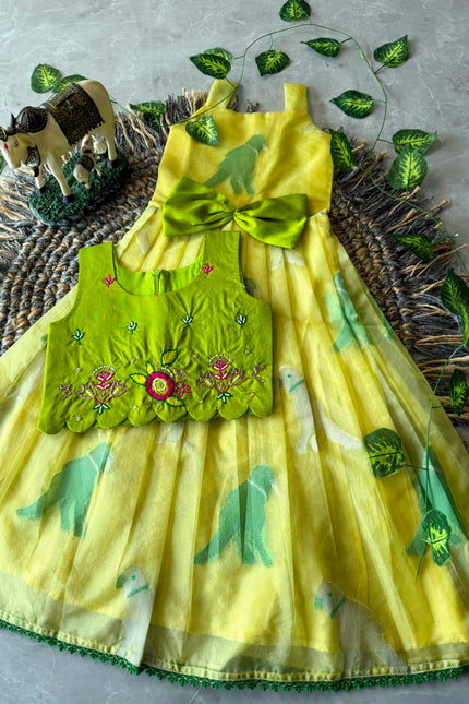 Bird Motif Festive Gown For  Little Princess SS675