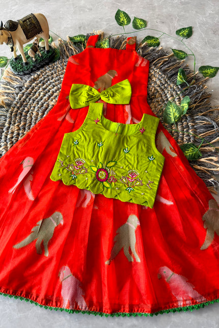 Bird Motif Festive Gown For  Little Princess SS675