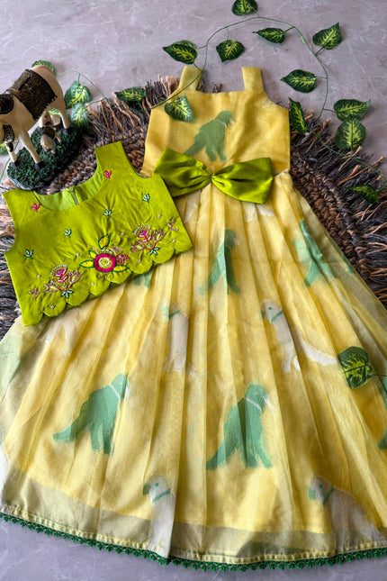 Bird Motif Festive Gown For  Little Princess SS675