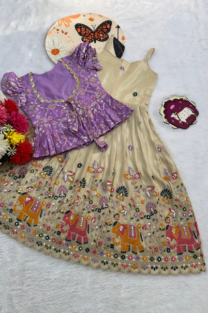Soft cosmos silk with Elephant Design  Gown SS680