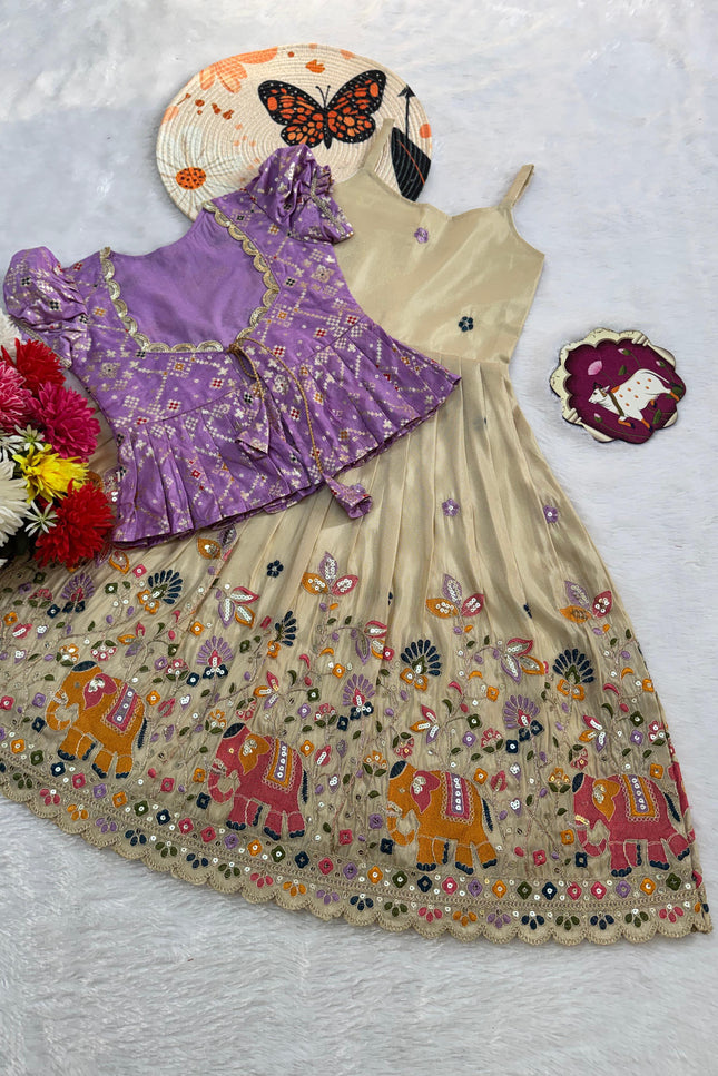 Soft cosmos silk with Elephant Design  Gown SS680