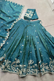 blouse unstitched / TEAL GREEN