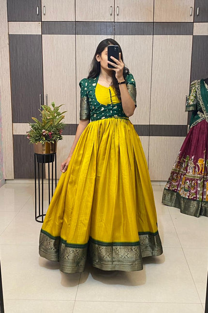 Haldi special long gown with koti SS699