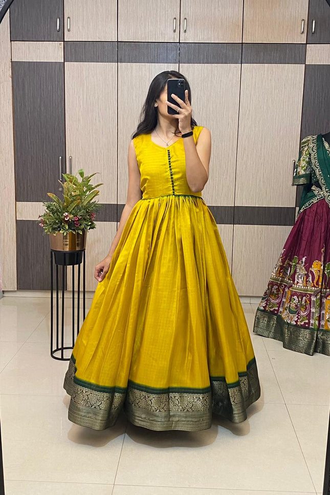 Haldi special long gown with koti SS699