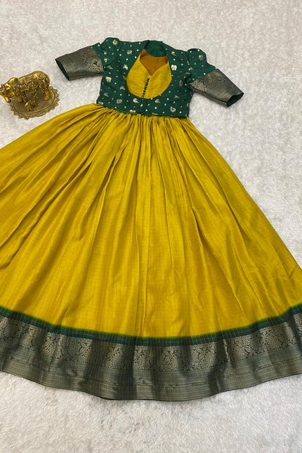 Haldi special long gown with koti SS699