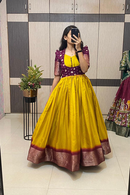 Haldi special long gown with koti SS699