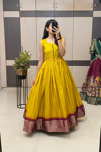 Haldi special long gown with koti SS699