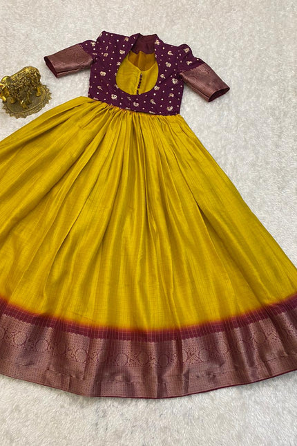 Haldi special long gown with koti SS699