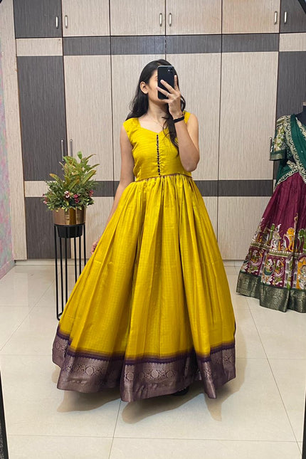 Haldi special long gown with koti SS699
