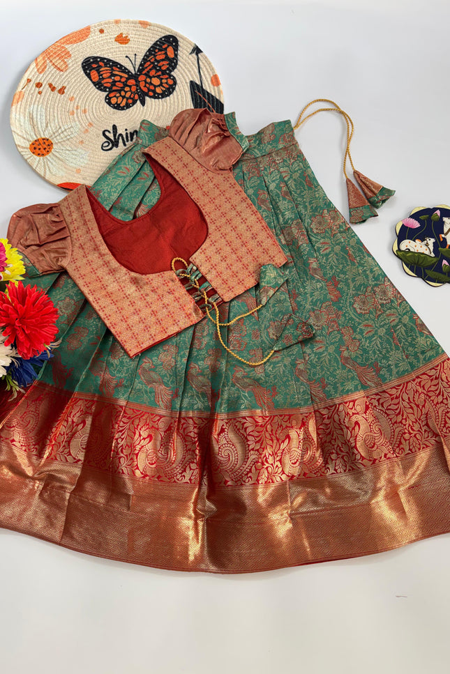 Fancy Banarasi weaving with birds Lehanga SS701
