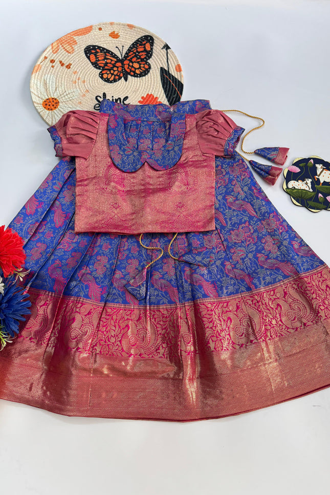 Fancy Banarasi weaving with birds Lehanga SS701