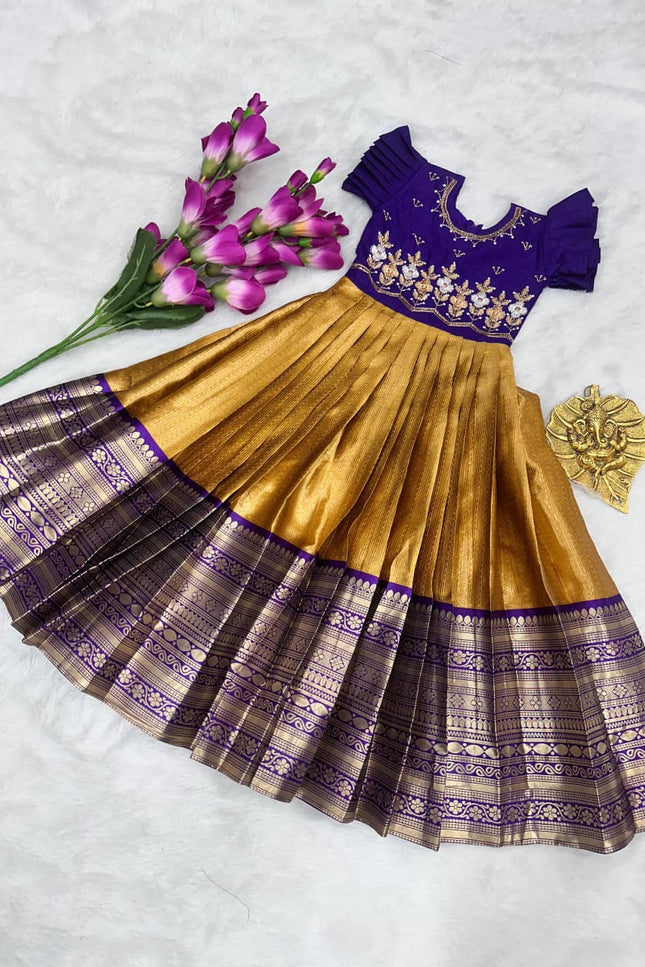 Heavy zari weaving work Gown SS706