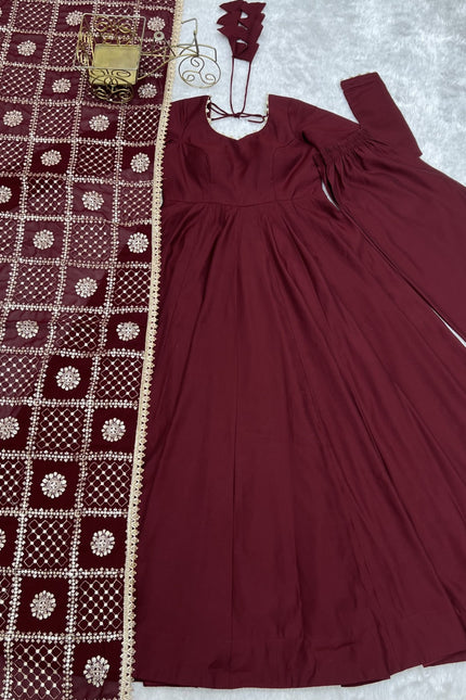 Pure Romansilk Chanderi Gown SS707