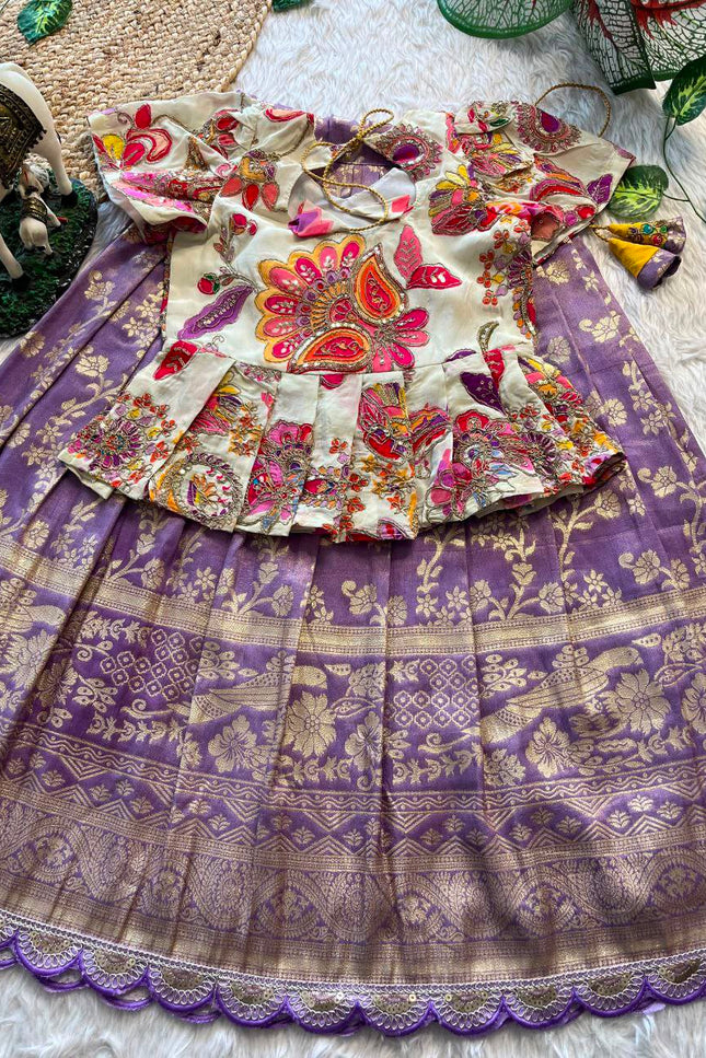 Beautiful kids Pattu pavadai & Sattai Set SS716