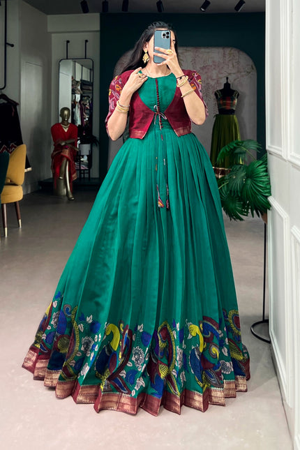 Lightweight Polyester Viscose Chanderi Gown SS729