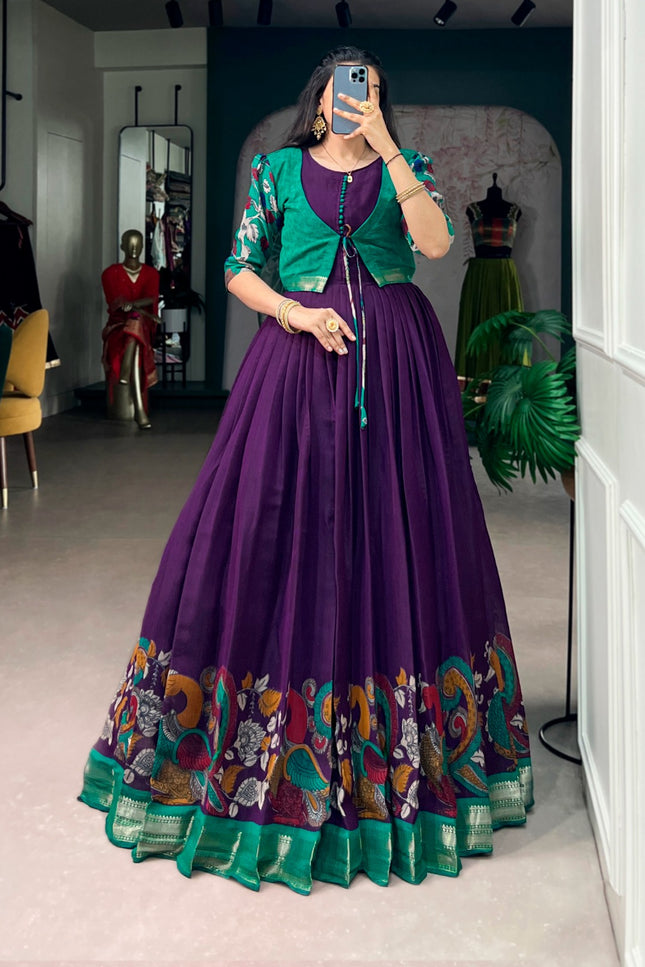 Lightweight Polyester Viscose Chanderi Gown SS729