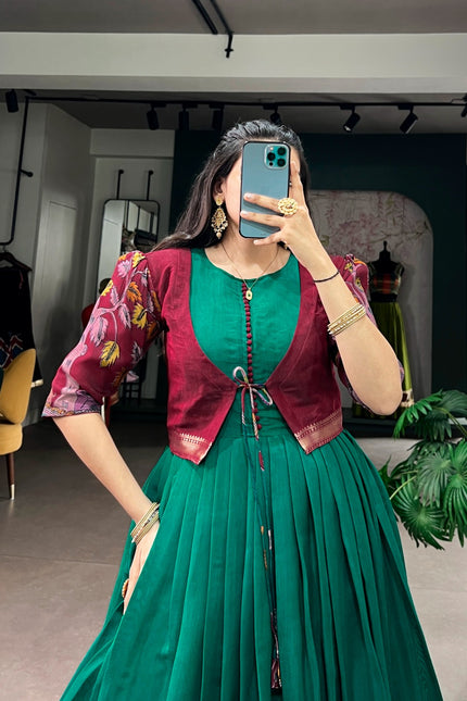 Lightweight Polyester Viscose Chanderi Gown SS729
