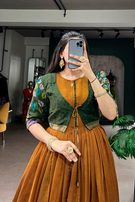 Lightweight Polyester Viscose Chanderi Gown SS729