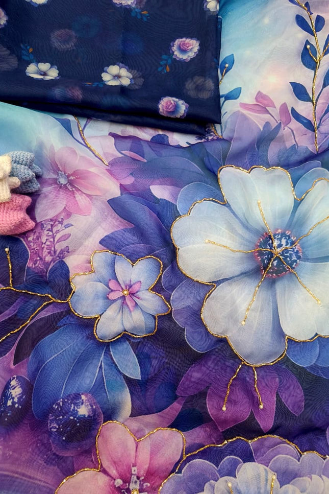 Soft Tebby silk with floral print saree SS725