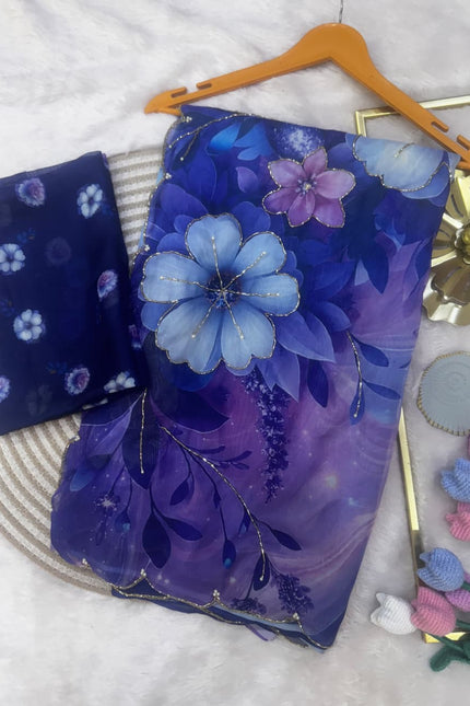 Soft Tebby silk with floral print saree SS725