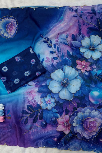 Soft Tebby silk with floral print saree SS725
