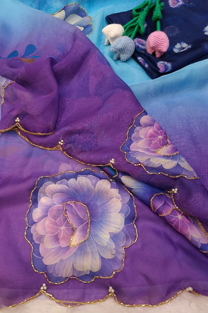 Soft Tebby silk with floral print saree SS725