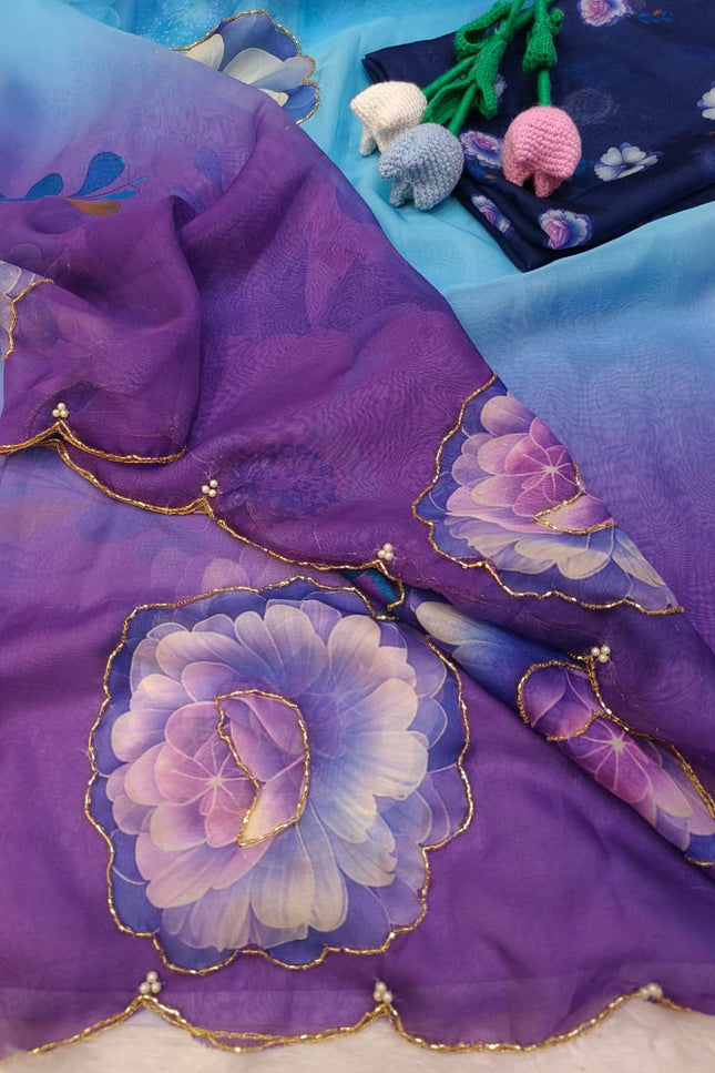 Soft Tebby silk with floral print saree SS725