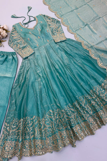 Embroidery Codding And Sequence Work Gown SS735