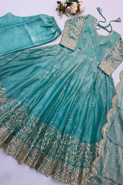 Embroidery Codding And Sequence Work Gown SS735