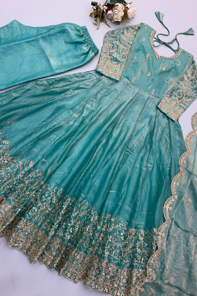 Embroidery Codding And Sequence Work Gown SS735