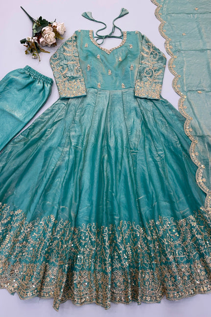 Embroidery Codding And Sequence Work Gown SS735