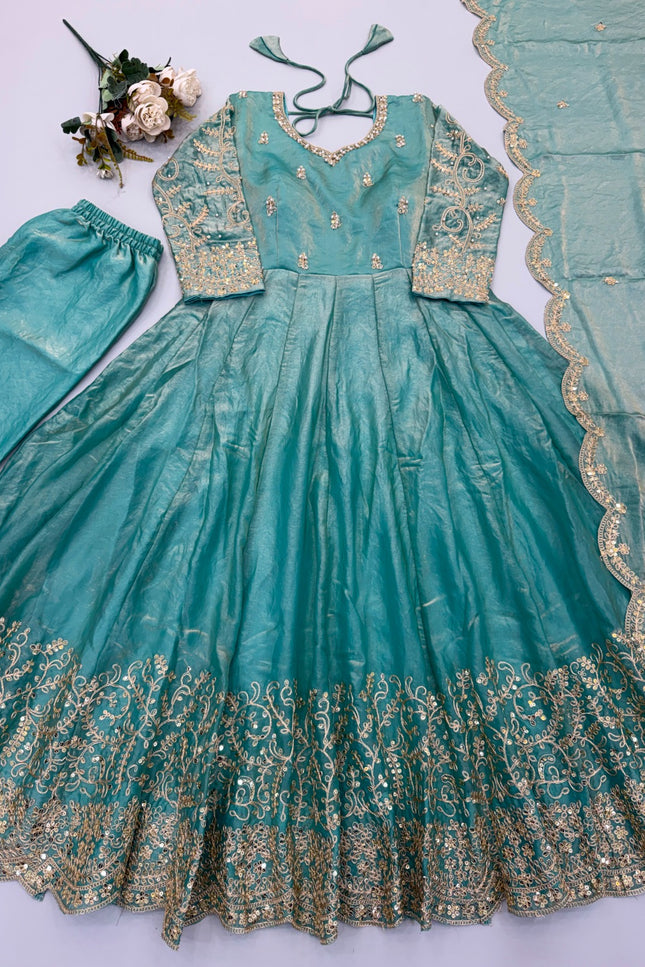 Embroidery Codding And Sequence Work Gown SS735