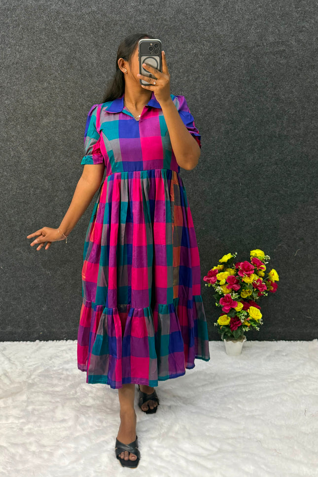 Beautifully Madrasi checks Gown SS736