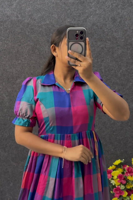 Beautifully Madrasi checks Gown SS736