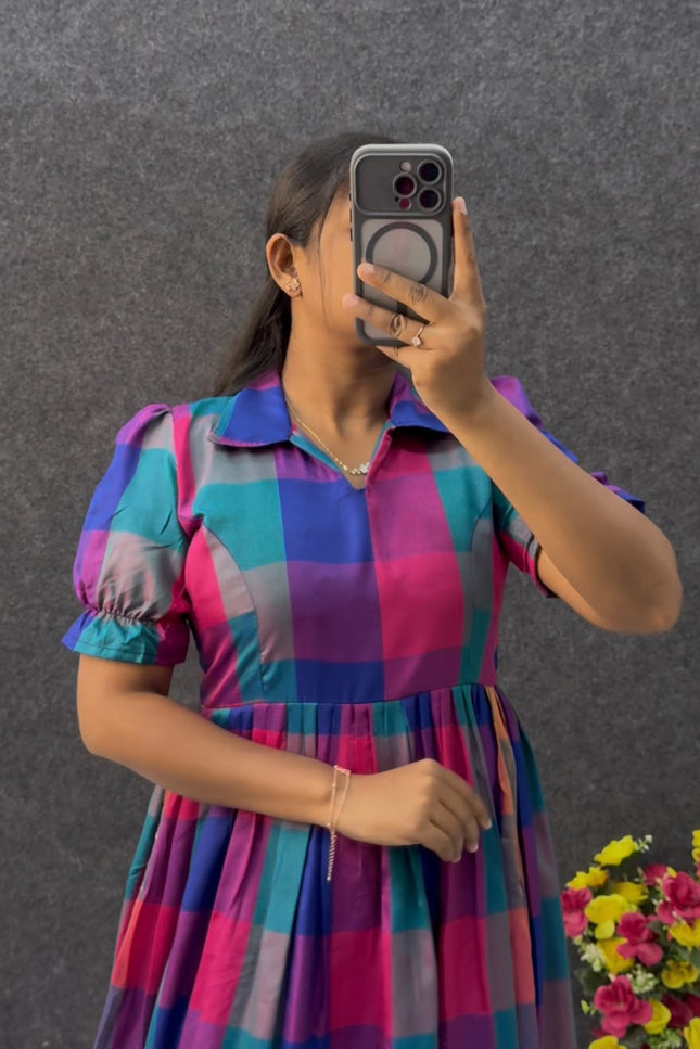 Beautifully Madrasi checks Gown SS736
