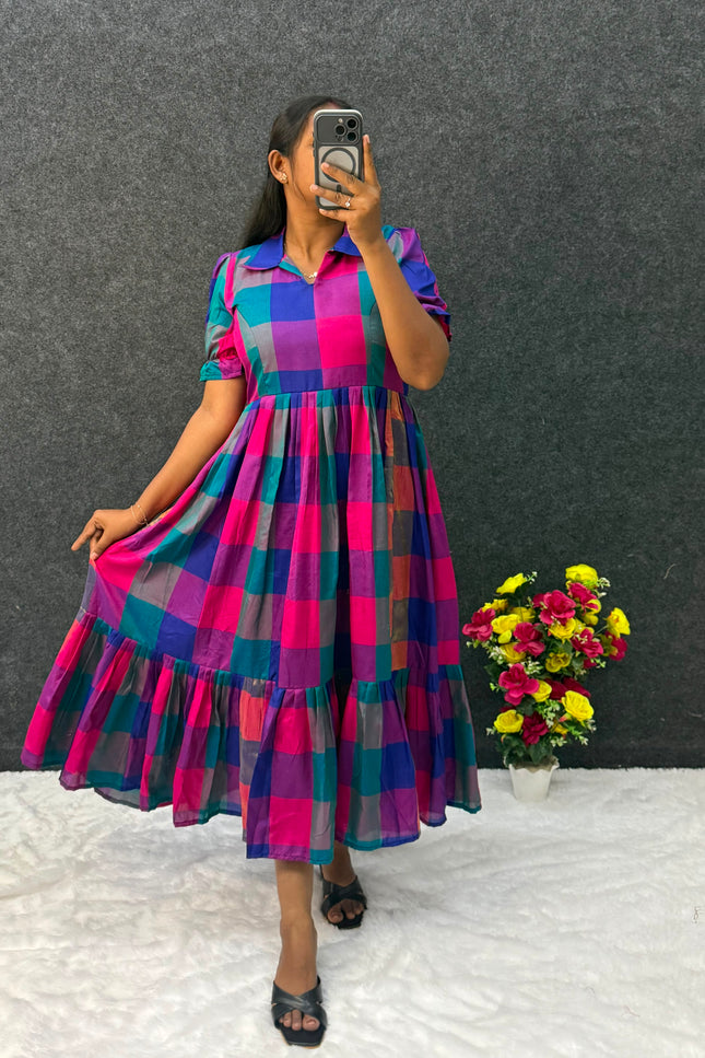 Beautifully Madrasi checks Gown SS736