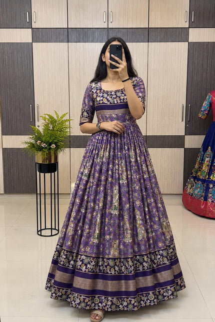 Mul Mul Cotton Kalamkari Long Gown SS742
