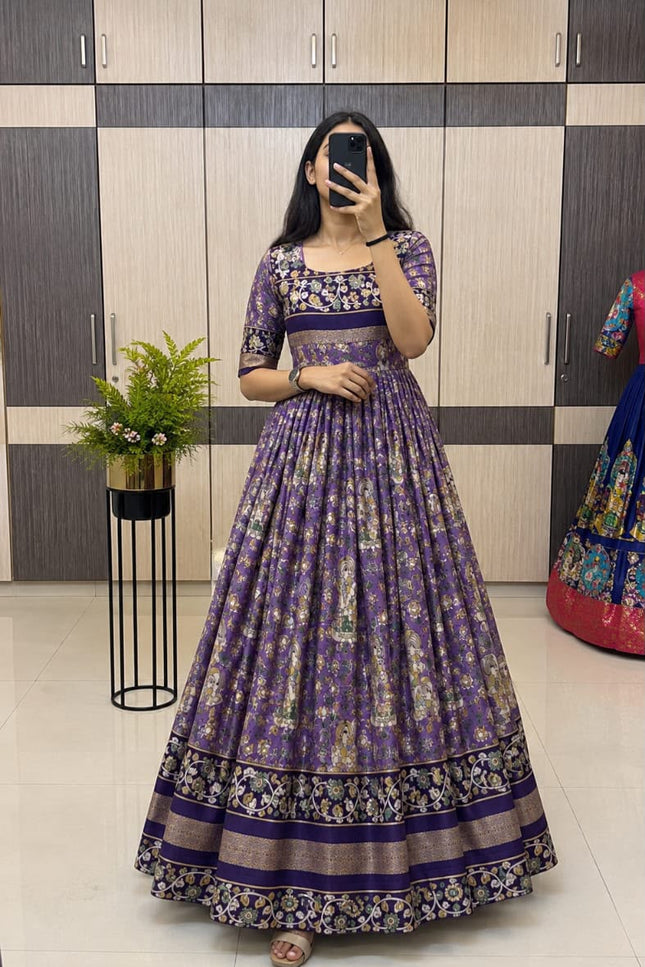 Mul Mul Cotton Kalamkari Long Gown SS742