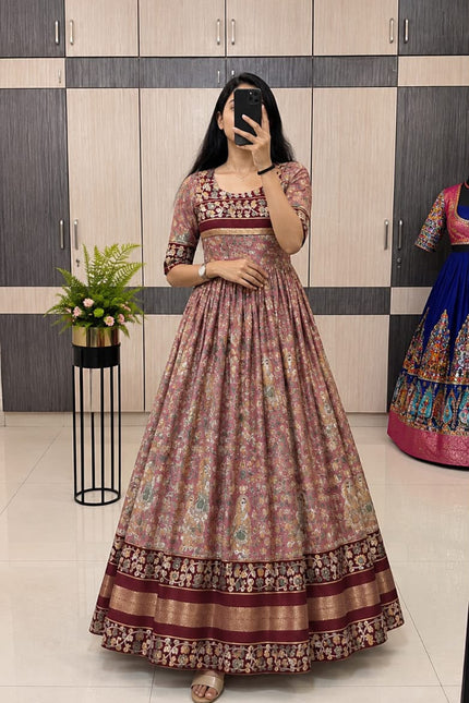 Mul Mul Cotton Kalamkari Long Gown SS742