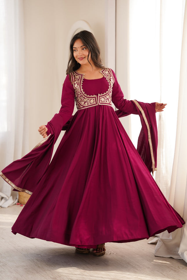 Pure Romansilk Chanderi Fully Flare Anarkali SS756