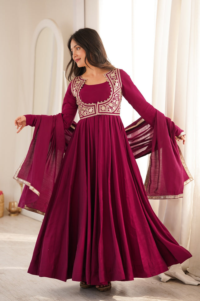 Pure Romansilk Chanderi Fully Flare Anarkali SS756