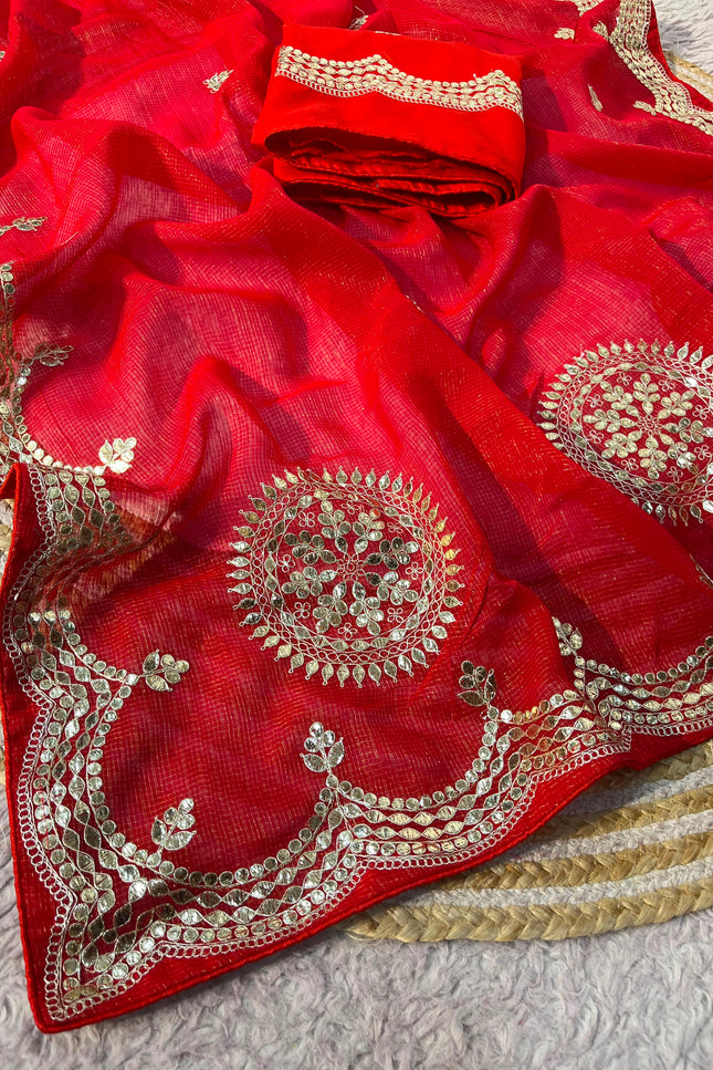 premium gotafoil work soft cotton saree SS749