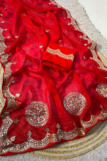 premium gotafoil work soft cotton saree SS749