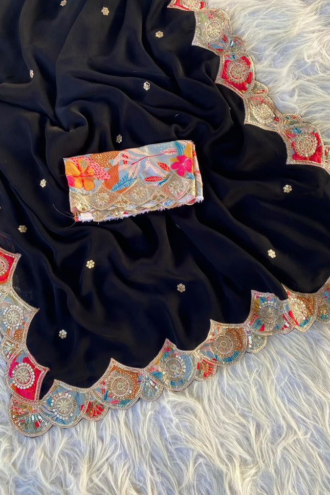 Pure satin georgette saree SS763