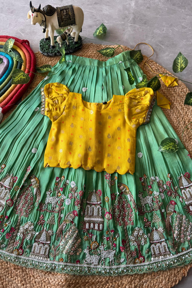 Maggam work Village Theme kids Lehanga SS765