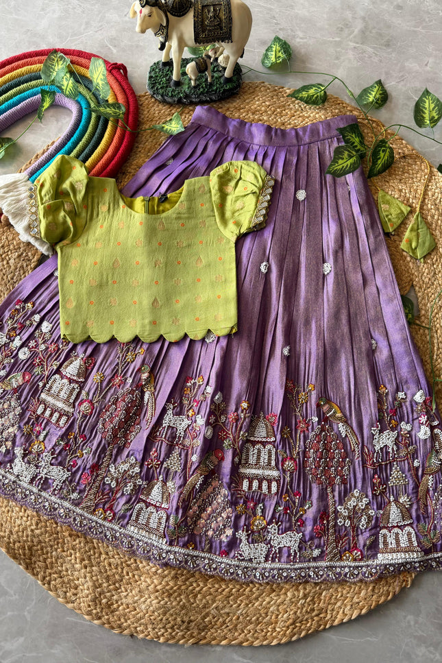 Maggam work Village Theme kids Lehanga SS765