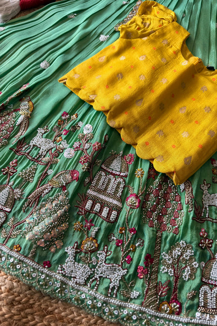 Maggam work Village Theme kids Lehanga SS765