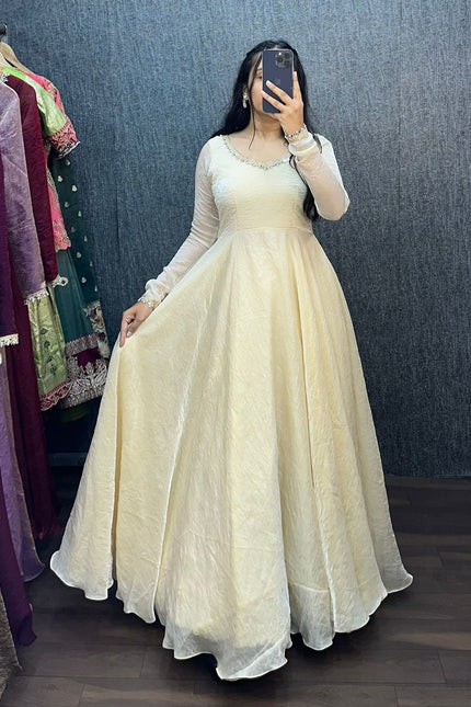FENDY SILK CRUSH MIRROR LACE GOWN SS768