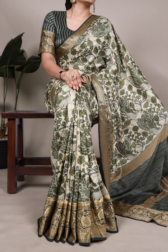 Tradition weaved in Tasar Saree SS759